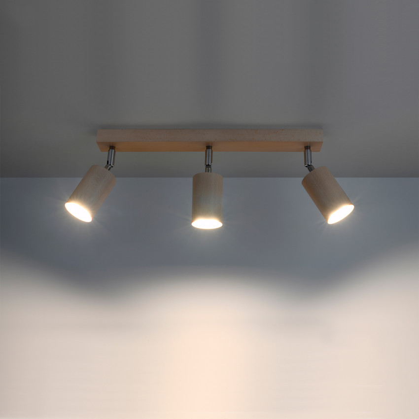 Product of Berg 3 Wooden Ceiling Lamp SOLLUX 