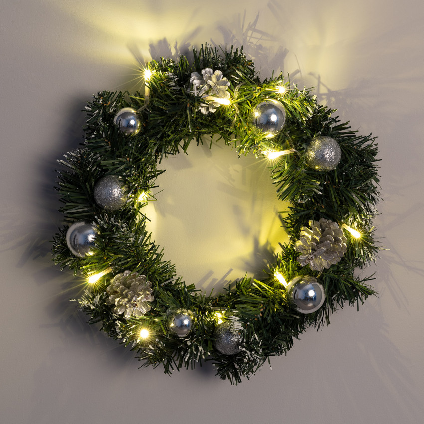 Prodotto da Corona di Natale LED a Pile Ornamenti Argento Karuna