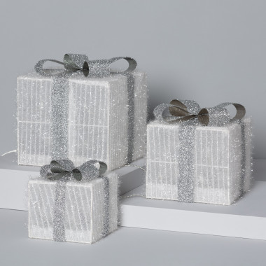 Pack de 3 Boîtes Cadeaux de Noël LED Ribbon - Ledkia