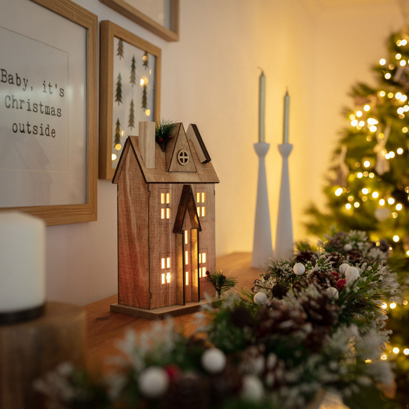 Casetta di Natale LED in Legno Rumah