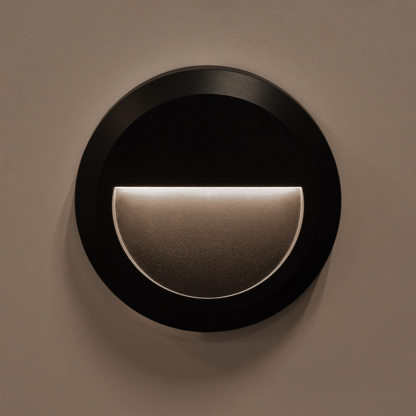 Product of 1W Edulis Round Surface Outdoor LED Wall Light in Black