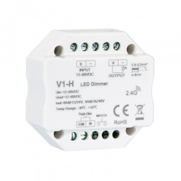 Product RF Dimmer 12/48V LED Dimmer for Single-Colour LED Strip  Compatible with Push Button Switch
