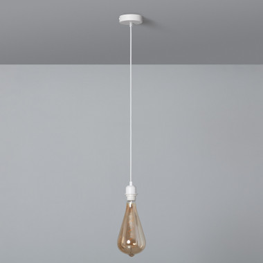 E14 Lampen Fassung mit Kabel Schalter und Stecker, Textil weiß