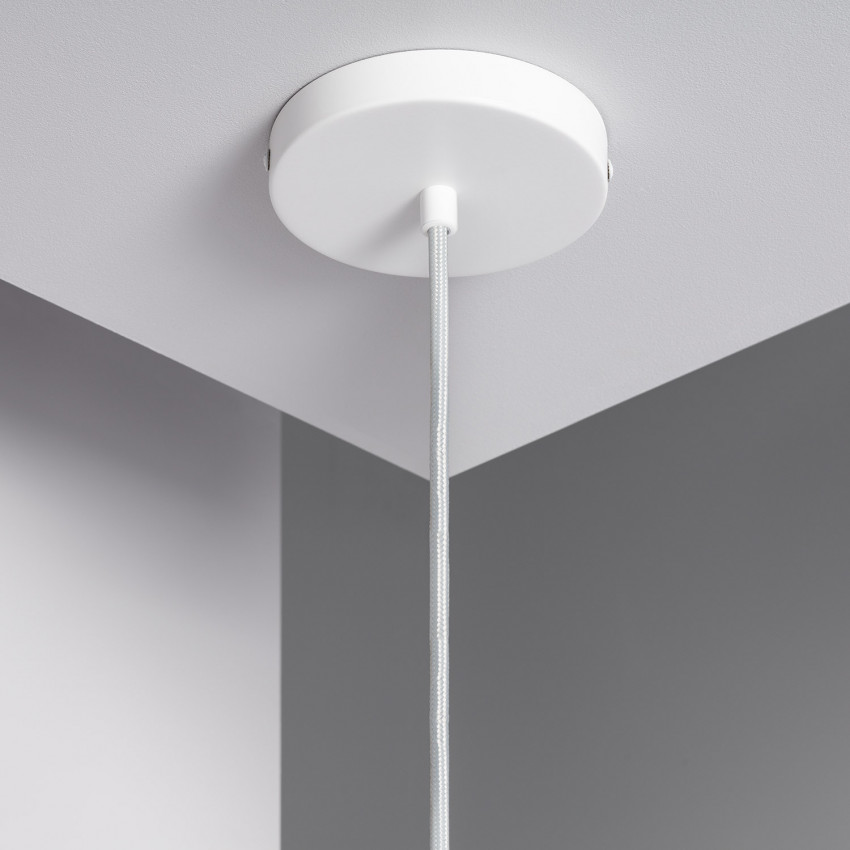 Product van Plafondplaat met Fitting voor Hanglamp met Witte Textielkabel 