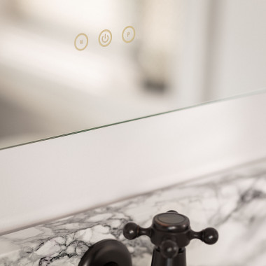 ▷ Hercules miroir de salle de bain avec LED d'éclairage avant et décoratif  60x80cm Emuca