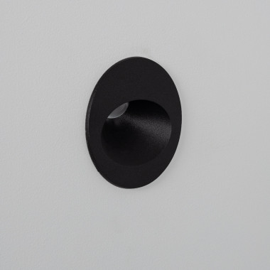2W Coney Recessed Round Outdoor LED Wall Light in Black