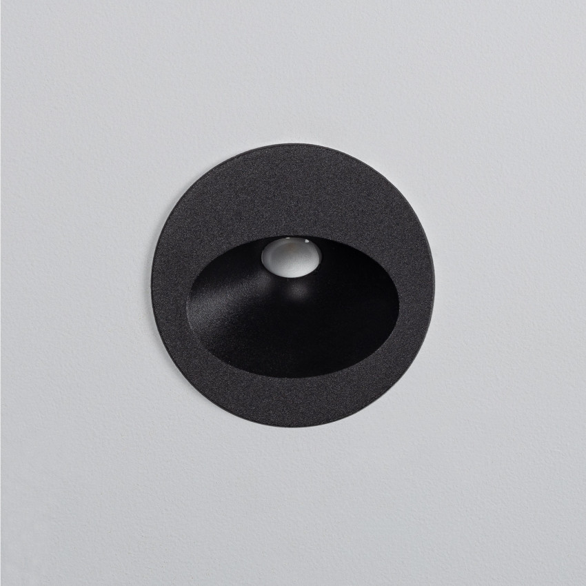 Product of 2W Coney Recessed Round Outdoor LED Wall Light in Black 