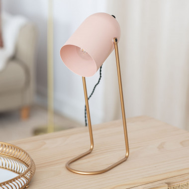 Lampe à poser en métal rose