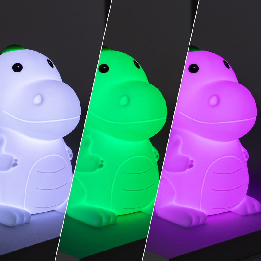 Prodotto da Luce Notturna per Bambini LED Infantile Dinosauro RGB Silicone con Batteria 