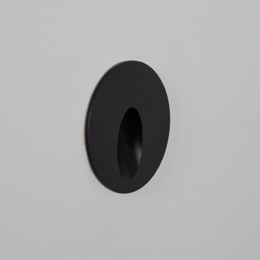 3W Boiler Recessed Round Outdoor LED Wall Light in Black