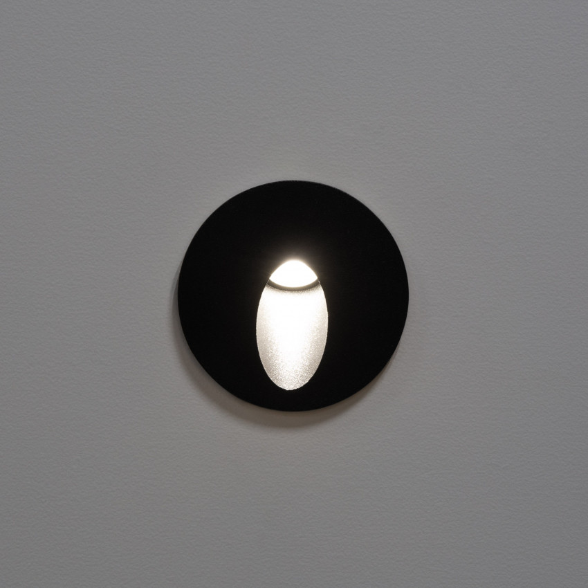 Product of 3W Boiler Recessed Round Outdoor LED Wall Light in Black 