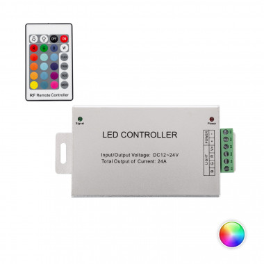 Product van Controller Regelaar  LED Strip RGB 12/24V DC  met RF-Afstandsbediening 24A High Power