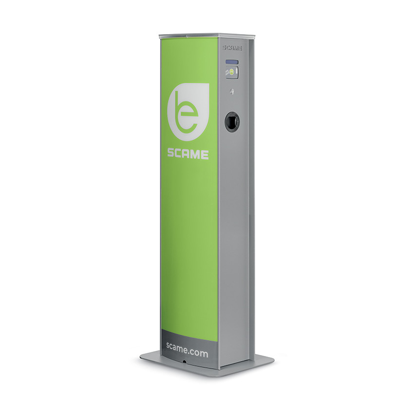 Product of SCAME Electric Car Charger OCPP 7,4kW Single Phase Tower with 2 Outlets 204.CA21B-T2T2A 
