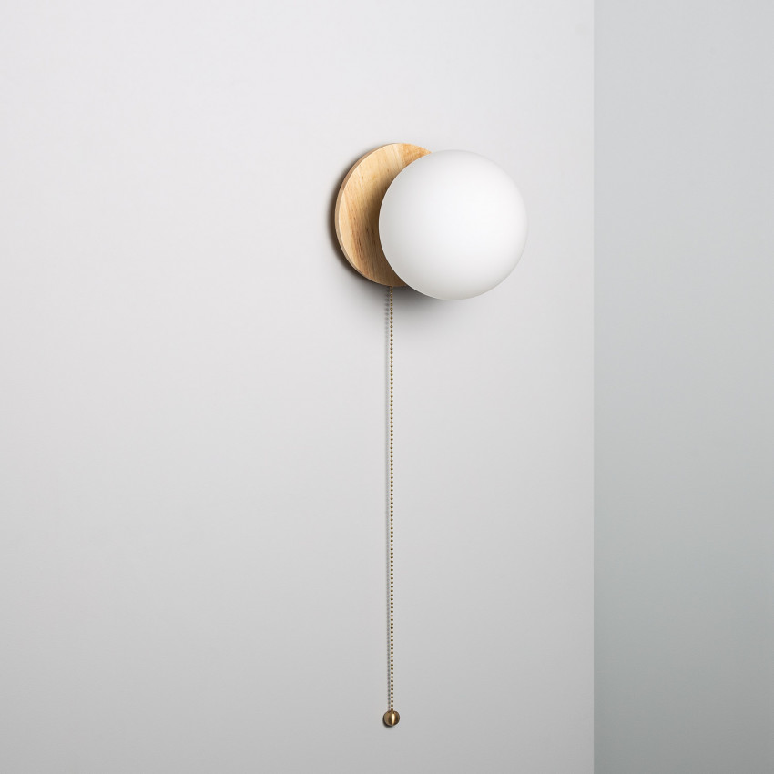 Product of Gold Orbit Wood and Glass Wall Light