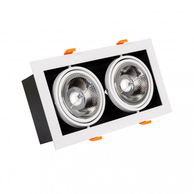 LED-Downlight Strahler Doppelt 30W Schwenkbar Kardan Eckig AR111 Schnitt 325x165 mm