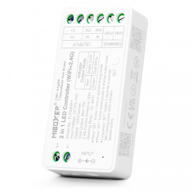 Product van Controller  Wifi LED Monocolor/CCT 12/24V DC MiBoxer FUT035W+ Compatibel met drukknop