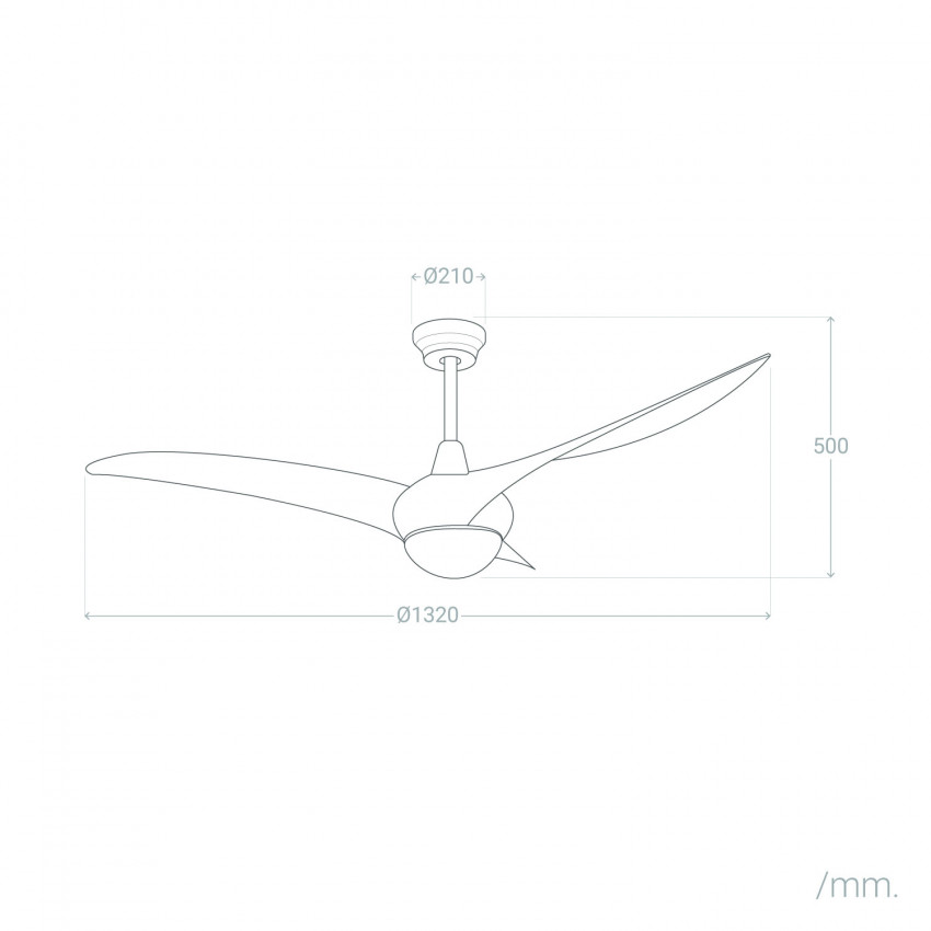 Produit de Ventilateur de Plafond Silencieux Helix Bois 132cm Moteur DC LEDS-C4 VE-0002-MAD 