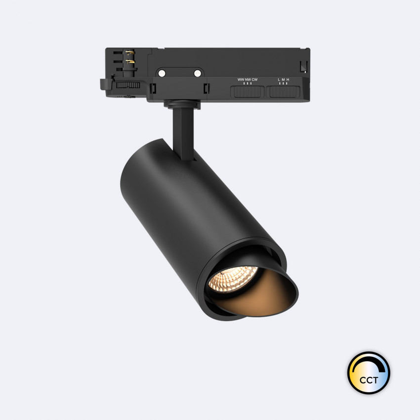 Produit de Spot LED Fasano Cylindre Biseau 30W pour Rail Triphasé CCT No Flicker Dimmable DALI Noir