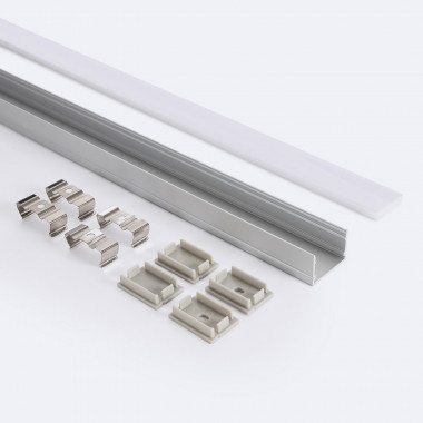 Product of 2m Aluminium Recessed Profile with Continous Cover for Double LED Strips up to 22mm 
