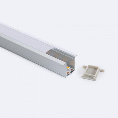 2m Aluminium Recessed Profile with Continous Cover for LED Strips up to 19mm