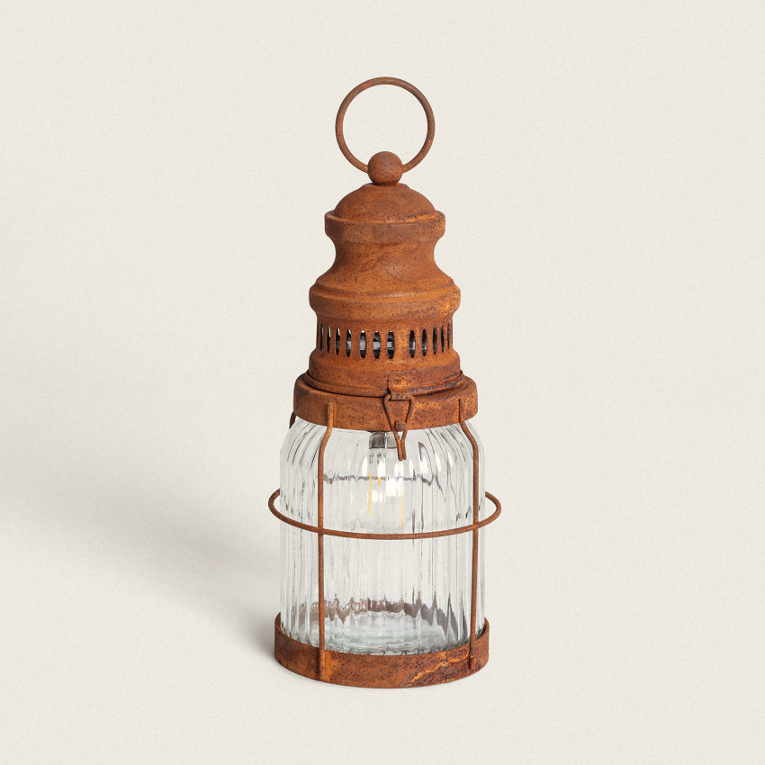 Product of Rusty Lantern Metal LED Table Lamp
