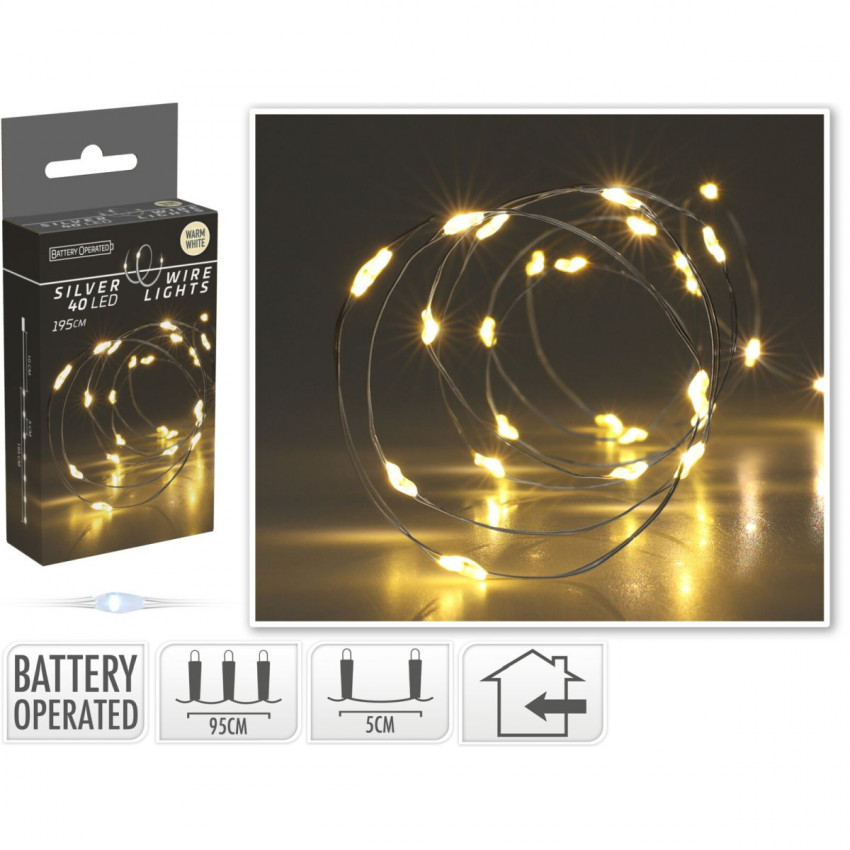 Product van LED Licht Slinger ijzerdraad op Baterrijen 2m Warm Wit