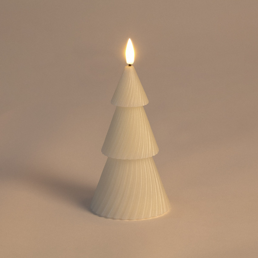 Produit de Bougie LED Sapin de Noël en Cire Naturelle à Pile 15 cm
