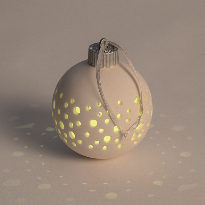 Produit de Boule Noël LED Porcelaine avec Piles Estella
