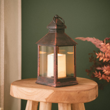 Lampadaire lanterne avec bougies bronze intérieur ou extérieur