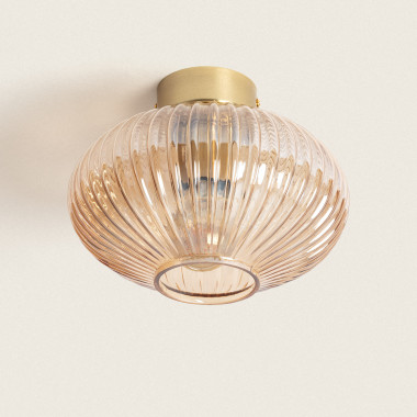 Basile Metal and Glass Ceiling Lamp