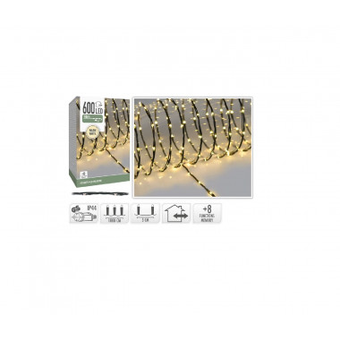 18m Venkovní LED Světelná Girlanda - Řetěz Teplá Bílá, Černá Small