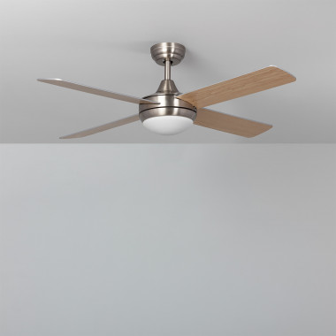 Wentylator Sufitowy LED w Kolorze Granatowym, Nikiel z Drewna 132 cm, Silnik DC