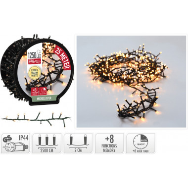 25m Venkovní LED Světelná Girlanda - Řetěz Teplá Bílá, Černá "Hrozen"