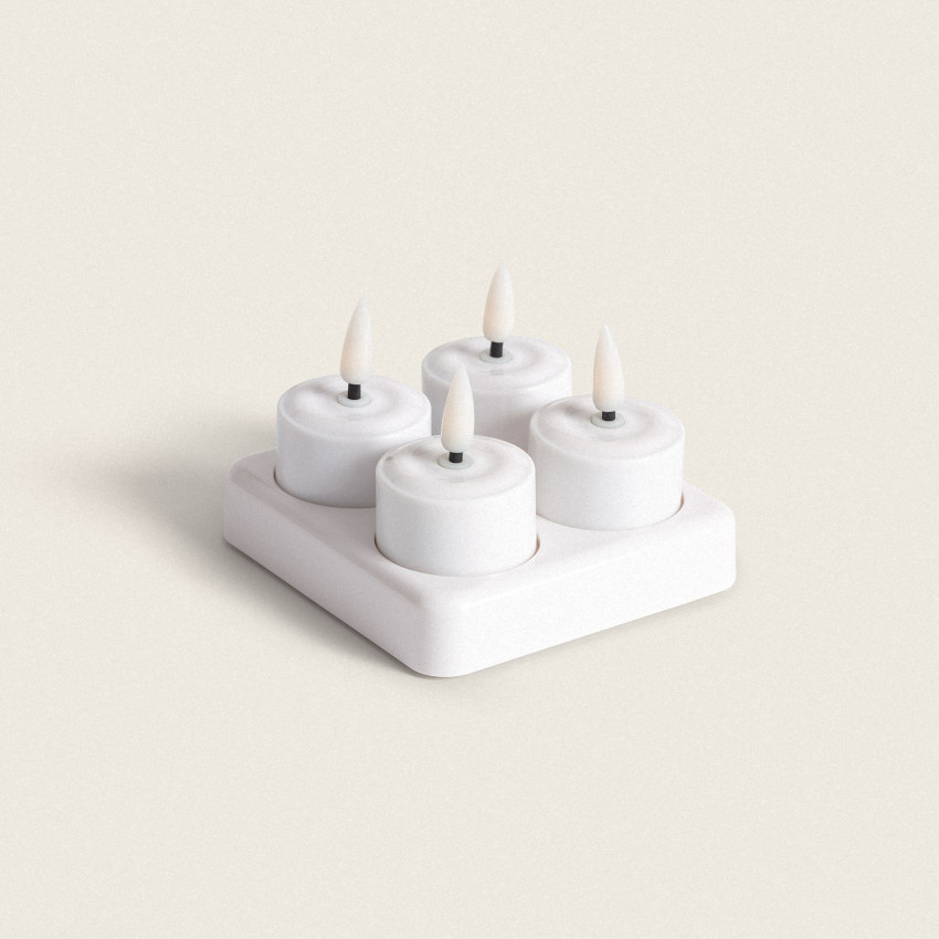 Product of Pack of 4 Mini Hanly LED Candles with Rechargeable Battery USB Base 