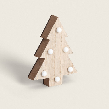 LED-Weihnachtsbaum Holz mit Batterie Gaspar - Ledkia