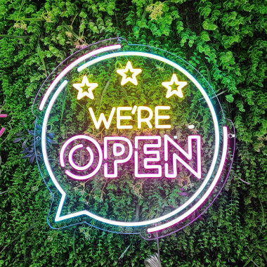 Product of Neon LED "We're Open" Sign