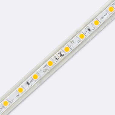 LED-Streifen Dimmbar 220V AC 60 LED/m Warmweiß IP65 nach Mass Breite 14mm  Schnitt alle 100 cm
