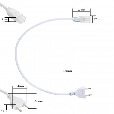 Produkt von Stromkabel für LED-Streifen ohne Gleichrichter 220V AC SMD&COB IP65 Breite 12mm