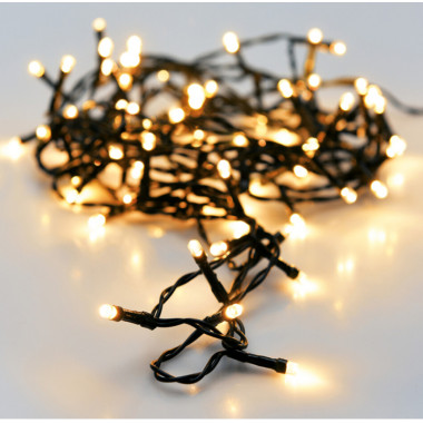 9m Black Cable Warm White Outdoor LED Garland
