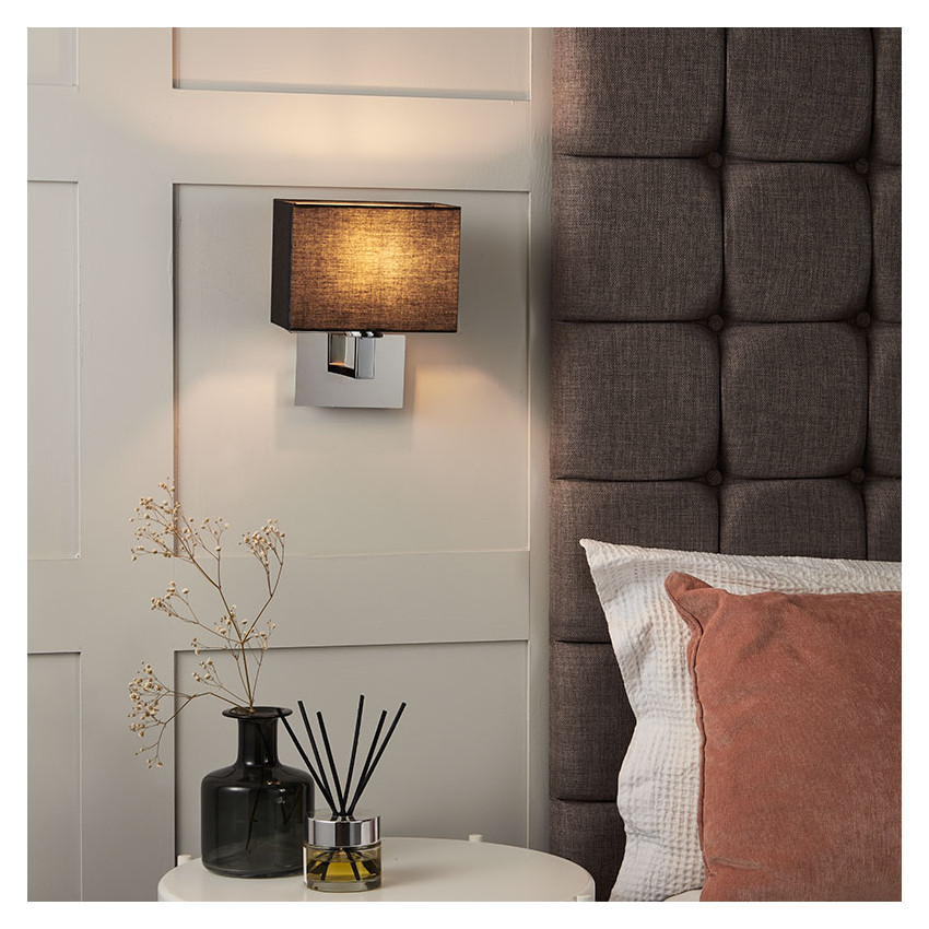 Product of Fulham Polished Chrome LED Wall Lamp with Fabric Lamp Shade
