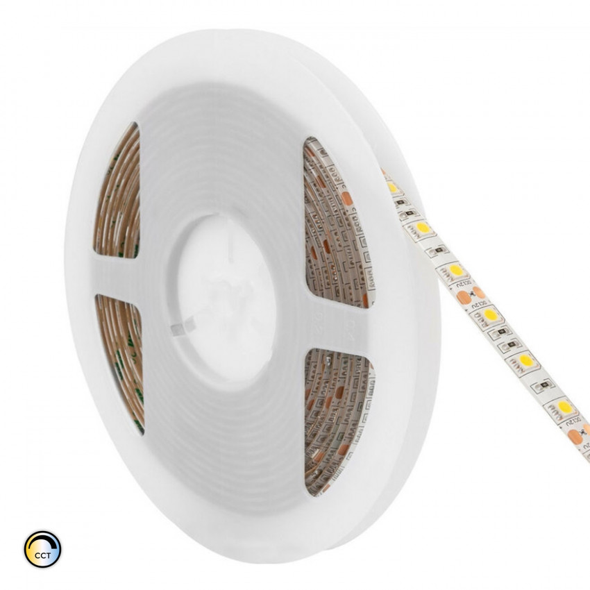 Product of 5m 12V DC SMD2835 CCT LED Strip 120LED/m 10mm Wide Cut at Every 5cm IP20