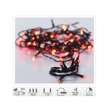 9m Black Cable Red Outdoor LED Garland