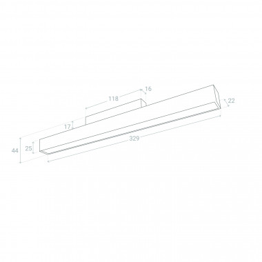 Product van Magneet Rail Spot Linear  Opal Eenfase 20mm 15W 48V CRI90 Zwart (UGR 16)