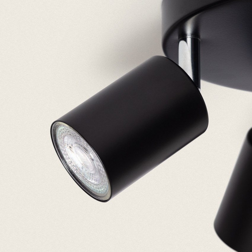 Product van Plafondlamp Verstelbaar  Rond Metaal Albus Zwart met 4 Spots  