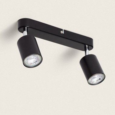 Plafonnier Orientable Métal 2 Spots Albus Black Large