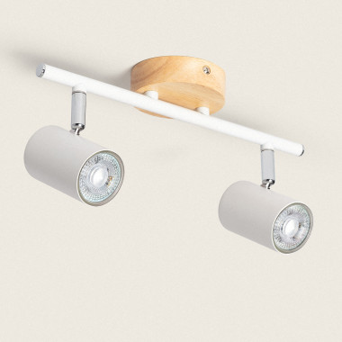 Albus 2 Spotlight Metal & Wood Directional Ceiling Lamp