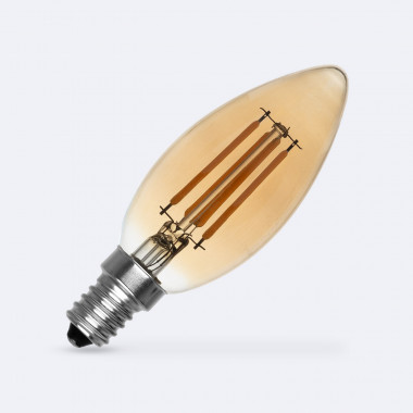 Lampadina Filamento LED E14 4W 470 lm C35 Candela Oro