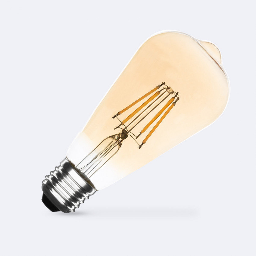 Product of 6W E27 ST64 Dimmable Gold Filament LED Bulb 720lm