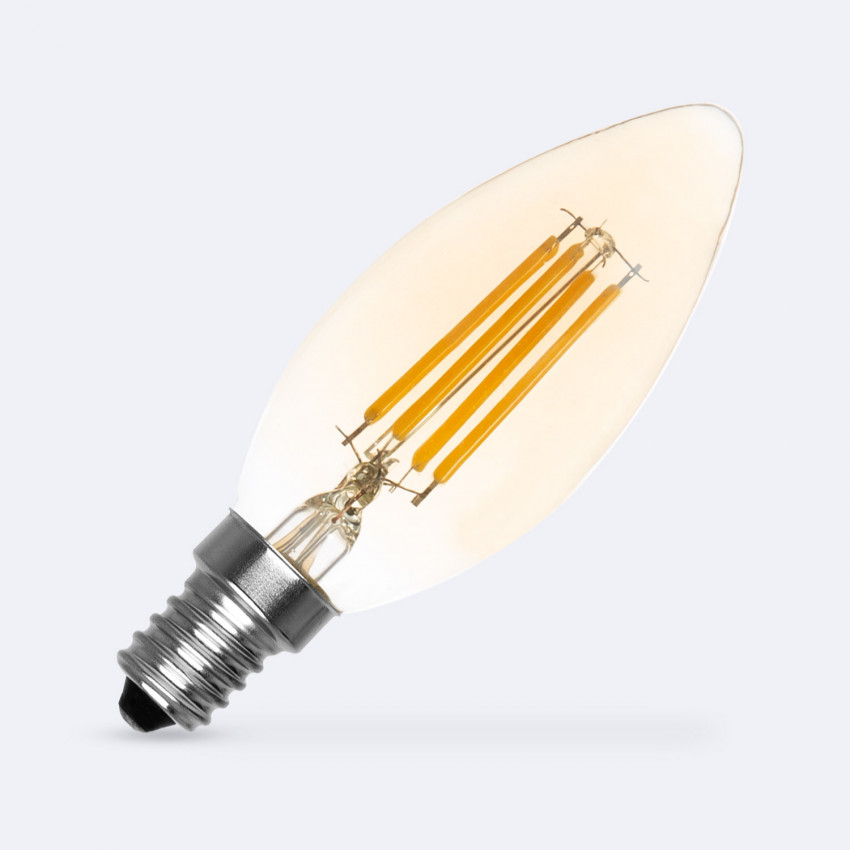 Product van LED Lamp Filament Dimbaar E14 4W 470 lm C35 Kaars Gold