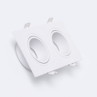 Downlight Ring Vierkant Wit voor twee LED lampen GU10 / GU5.3 Zaagmaat 73x173 mm